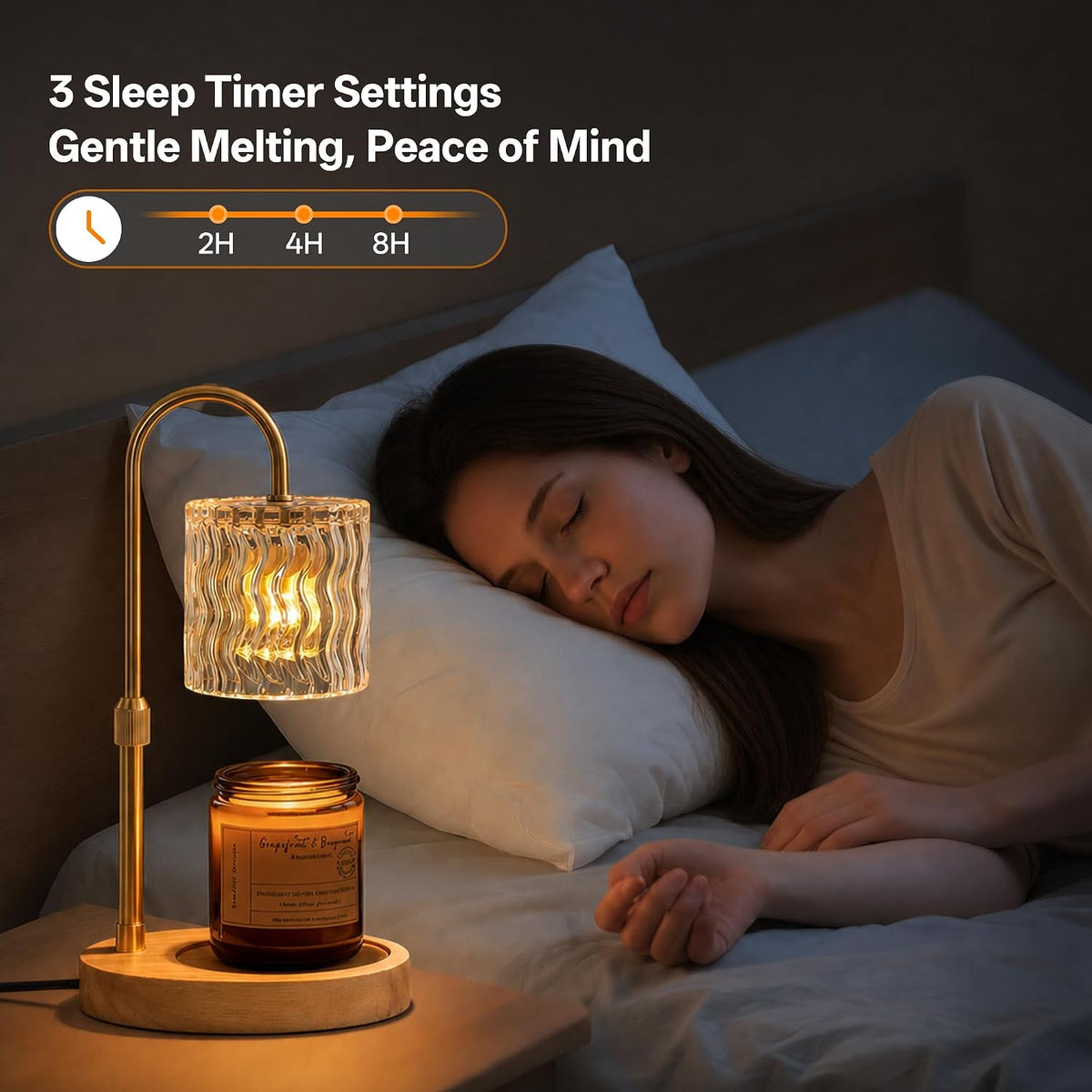 Decorative Ripple Glass Candle Warmer Lamp, Dimmable | Gold Warmer Lamp with Timer Adjustable Height, Flameless Cozy Warmer Home Décor for Bedroom, Bathroom, Tea Room, Rest Room