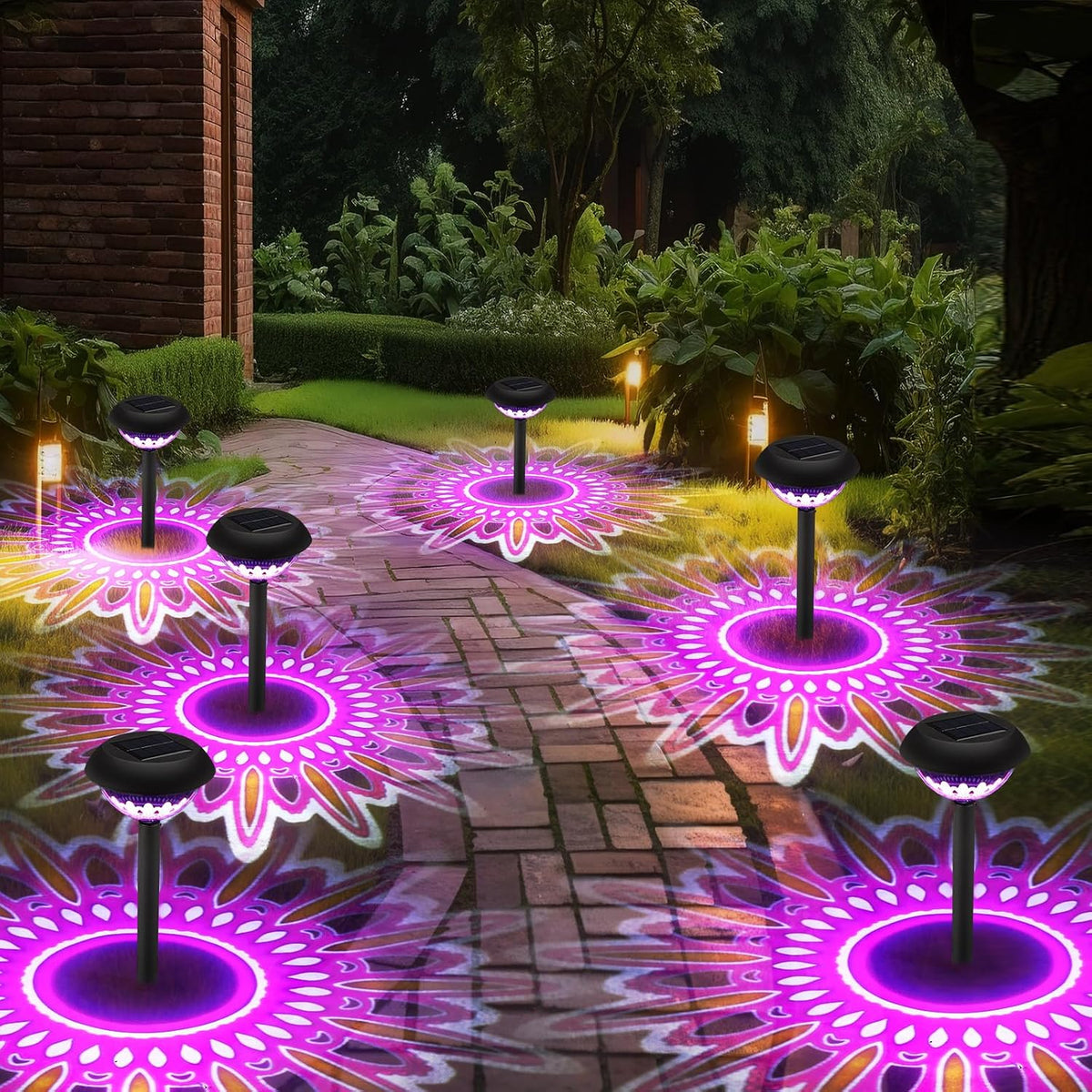 4 Pack Diwali Lotus Decoration Solar Pathway Lights Led Waterproof Lotus Lights Diwali Projector Lamp Outdoor for Garden Yard Patio Decor Indian Temples Pooja Gifts