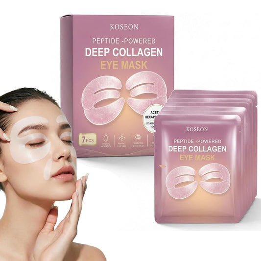 Collagen Eye Mask, 2026 New 7 PCS Peptide-Powered Deep Collagen Eye Mask, Eye Mask with Collagen Peptide, under Eye Patches 360° Fit, Eye Patches for Puffy Eyes and Dark Circles