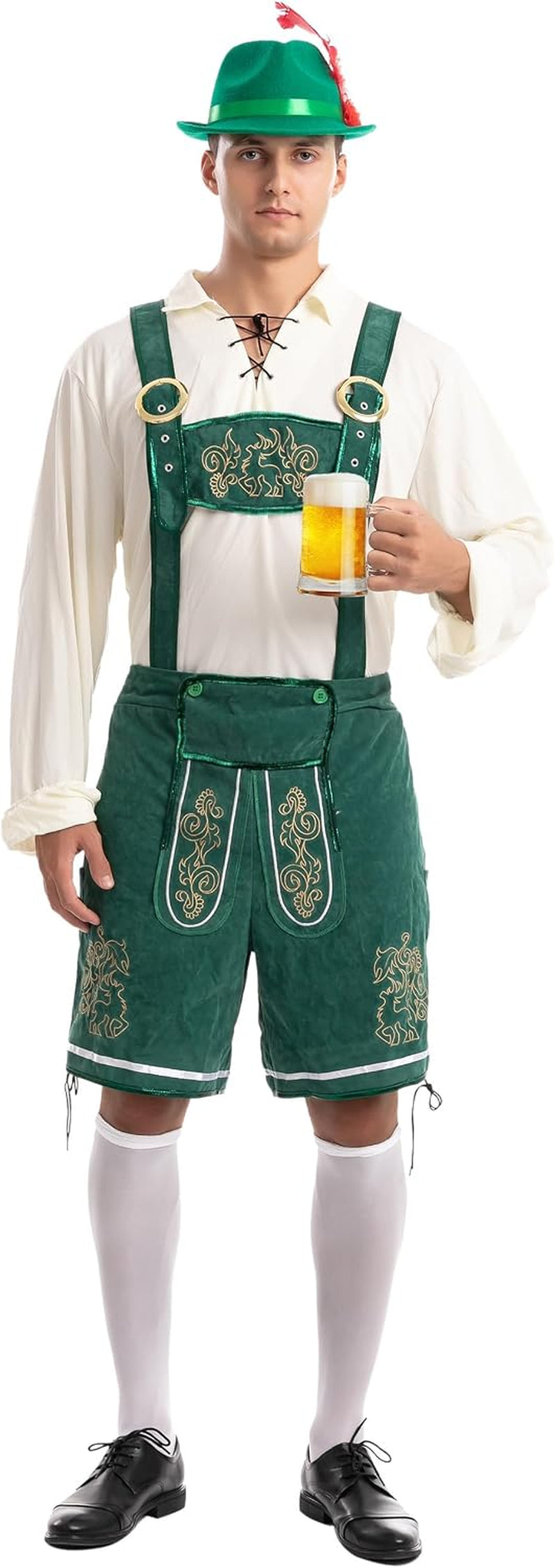 Men’S German Bavarian Oktoberfest Costume Set, Beer Costume Hat for Adults Halloween and Beer Festival