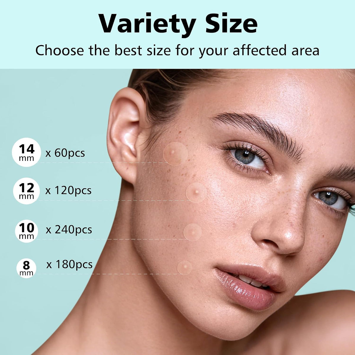 4 Size 600 Counts Pimple Patches, Acne Patches for Face | Hydrocolloid Patches for Covering Zits and Blemishes, Spot Stickers with Salicylic Acid, Tea Tree Oil & Calendula Oil