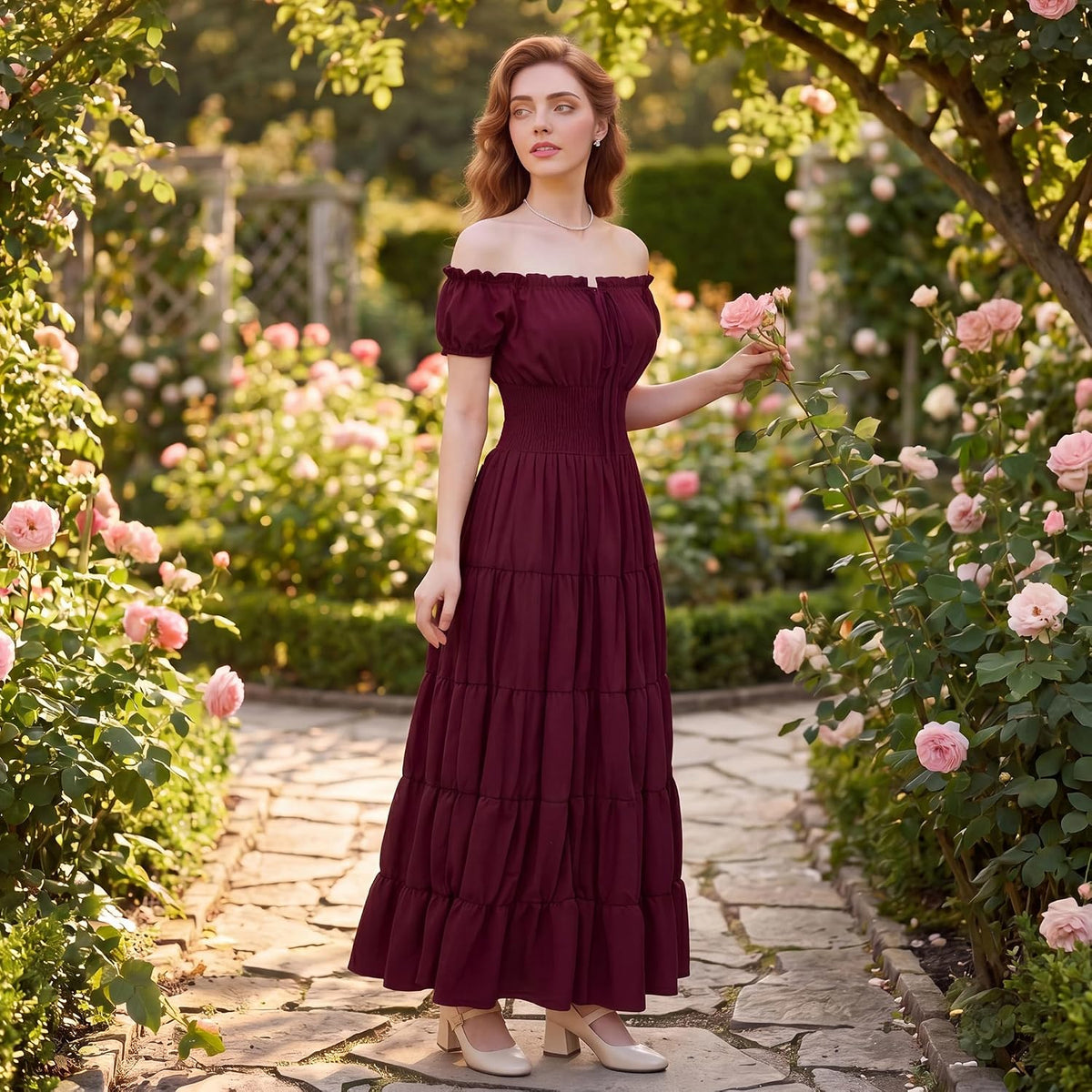 Renaissance Costume Women Dress: Medieval Costumes for Women Renaissance Dresses - Peasant Cottagecore Theme Party