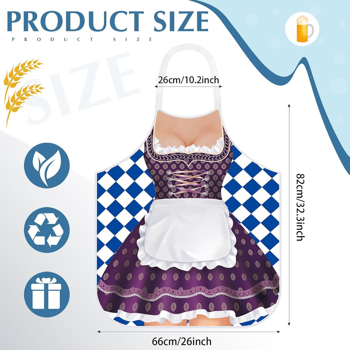 6 Pcs Oktoberfest Apron Couples German Apron Oktoberfest Party Costume for Cooking BBQ Baking Chef Kitchen Gifts(Adult,Bright)