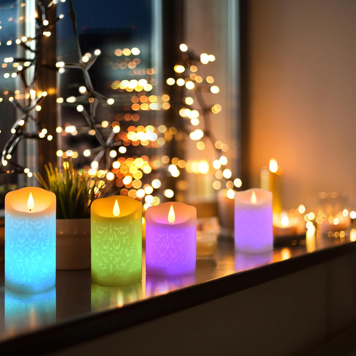Rechargeable Color Changing Candles with Remote Timer USB Cable 3PCS LED Multi Colored Flameless Candles Battery Operated Real Wax USB Pillar Candles Flickering for Halloween Christmas Decor