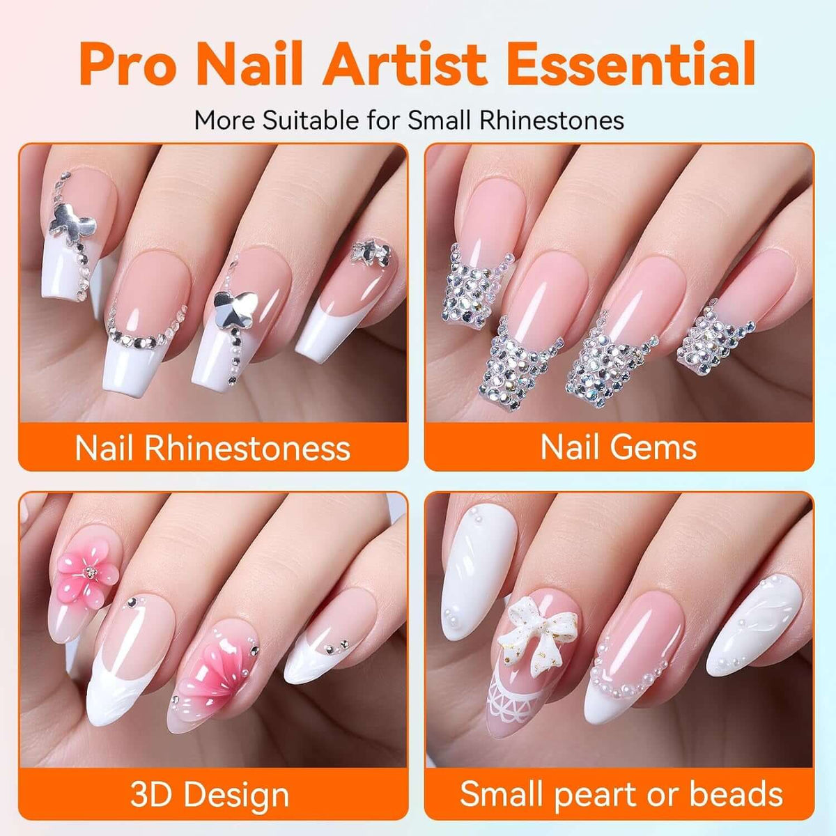 2Pcs Rhinestone Glue, Strong Hold 3D Gel Nail Art Nail Gem Glue | UV Cured Nail Glue for Nail Charms and Gems Jewelry Diamond for DIY Manicured at Home Beauty Gifts for Women