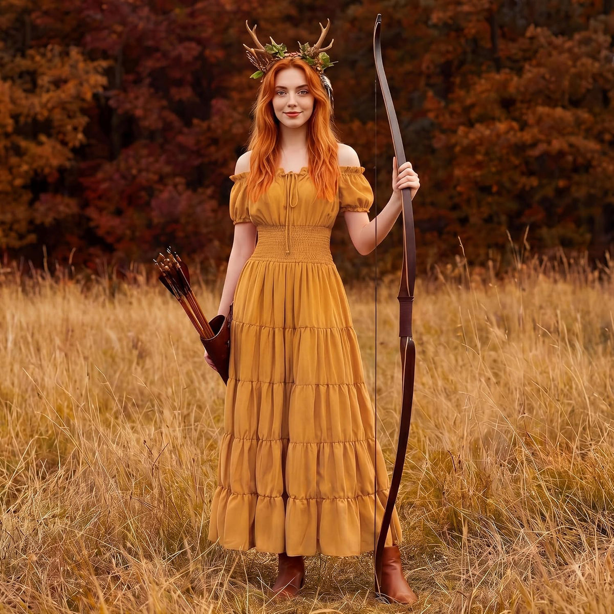 Renaissance Costume Women Dress: Medieval Costumes for Women Renaissance Dresses - Peasant Cottagecore Theme Party