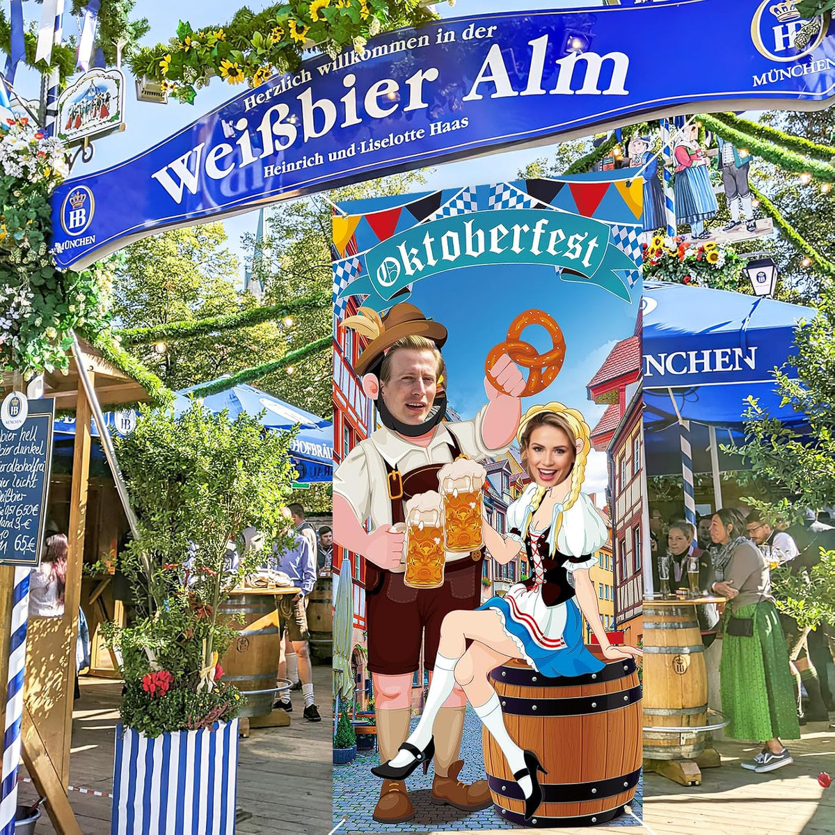 Oktoberfest Decorations Party Photo Prop Backdrop Banner Large Photo Door Banner for Octoberfest German Themed Party Decorations Couple Photo Booth Background Women 6 X 3 Ft