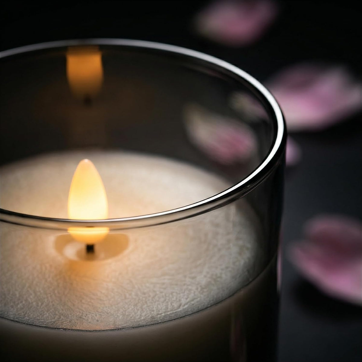 Linyang Flameless Flickering LED Scented Candles | Flameless Scented Real Wax Glass Remote