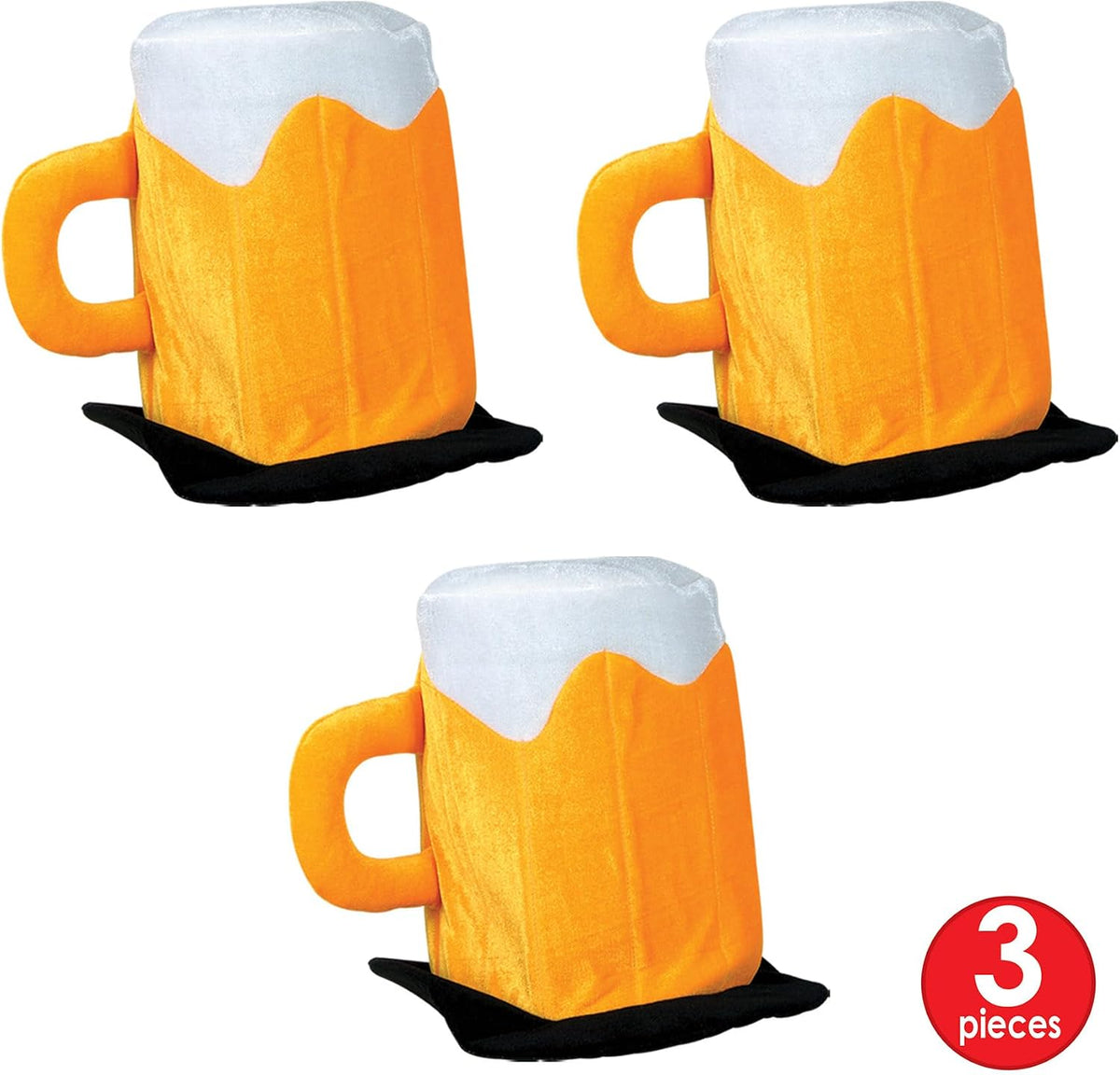 3 Piece Plush Fabric Beer Mug Hats for Oktoberfest Theme Happy St. Patrick'S Day Party Costume Accessories, Celebrating with You since 1900, Yellow/White/Black