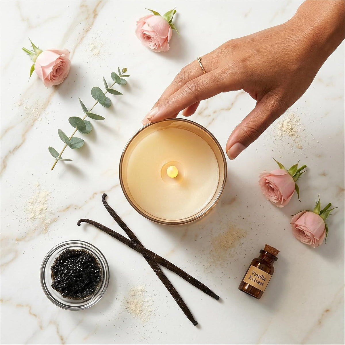 Linyang Flameless Flickering LED Scented Candles | Flameless Scented Real Wax Glass Remote