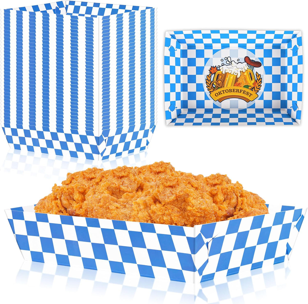 100Packs Oktoberfest Decorations Paper Food Trays | Disposable Serving Plates,German Octoberfest Theme,Party Table Supplies,Pretzel Snacks Serving,Party Favors,Bulk Pack