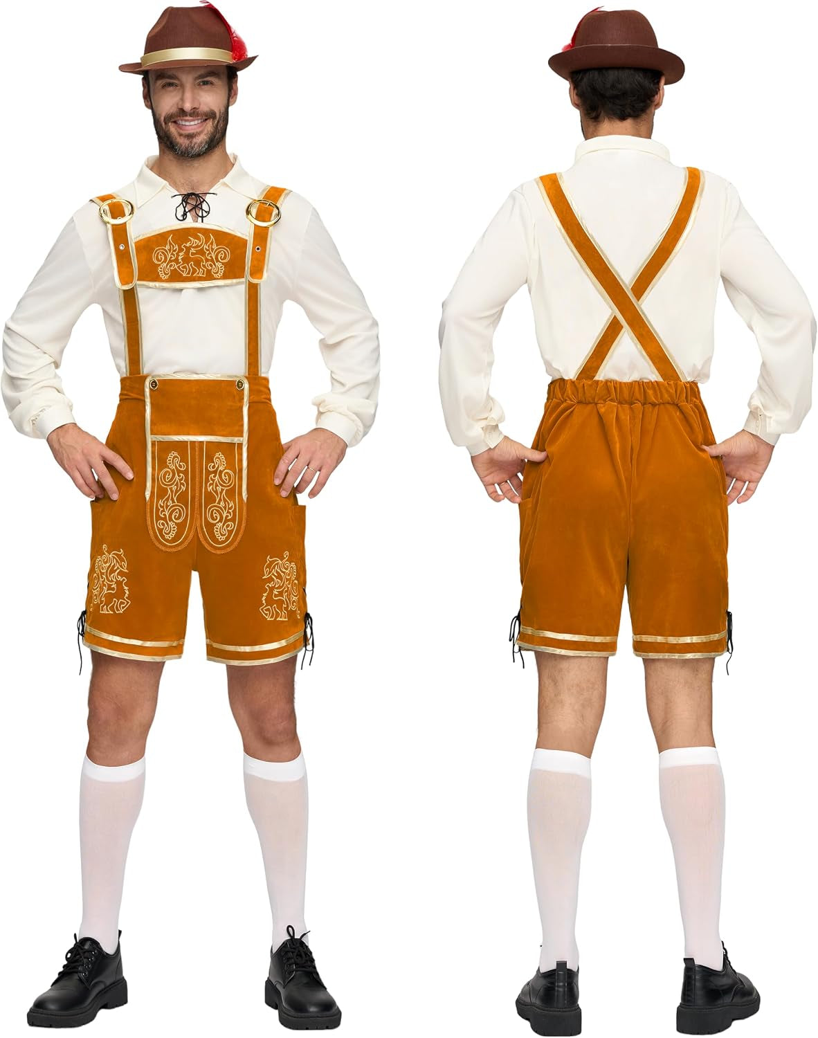 Men’S German Bavarian Oktoberfest Costume Set, Beer Costume Hat for Adults Halloween and Beer Festival