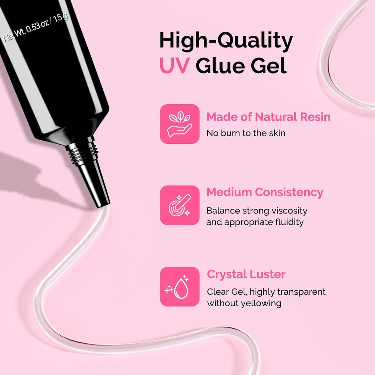 Nail Rhinestone Glue Set, Precision Gap Filling Gel with Brush for Gems,15G+8Ml