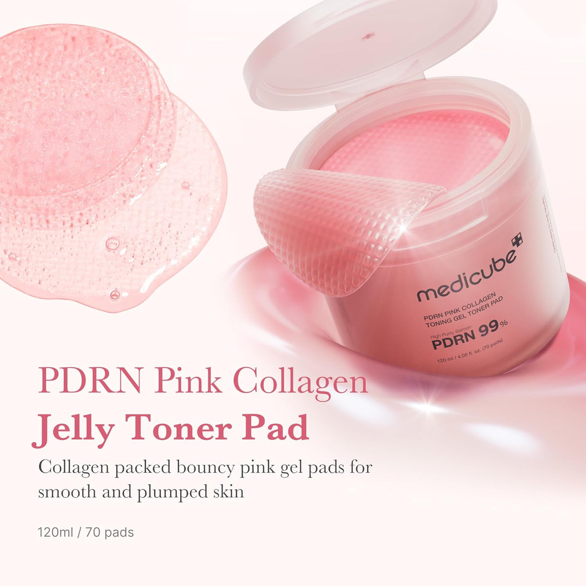 PDRN Soothing Care Duo: Salmon DNA Pink Collagen Jelly Pad and PDRN Jelly to Foam Cleanser | Gentle but Powerful Cleanser and Toner Pad for Radiant, Balanced Skin