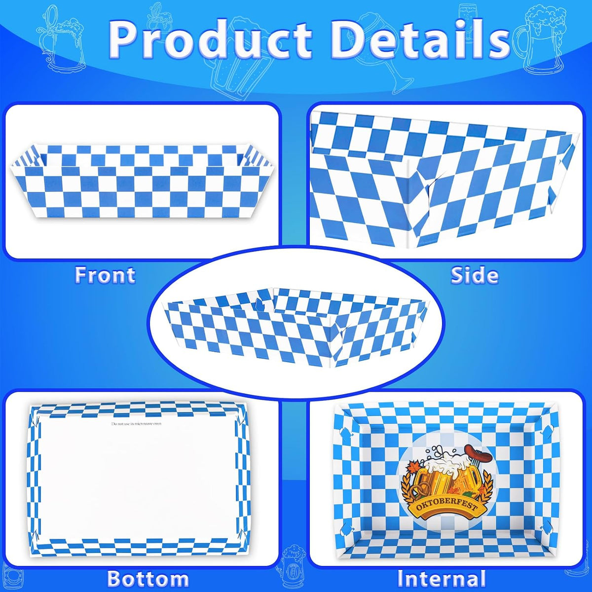 100Packs Oktoberfest Decorations Paper Food Trays | Disposable Serving Plates,German Octoberfest Theme,Party Table Supplies,Pretzel Snacks Serving,Party Favors,Bulk Pack