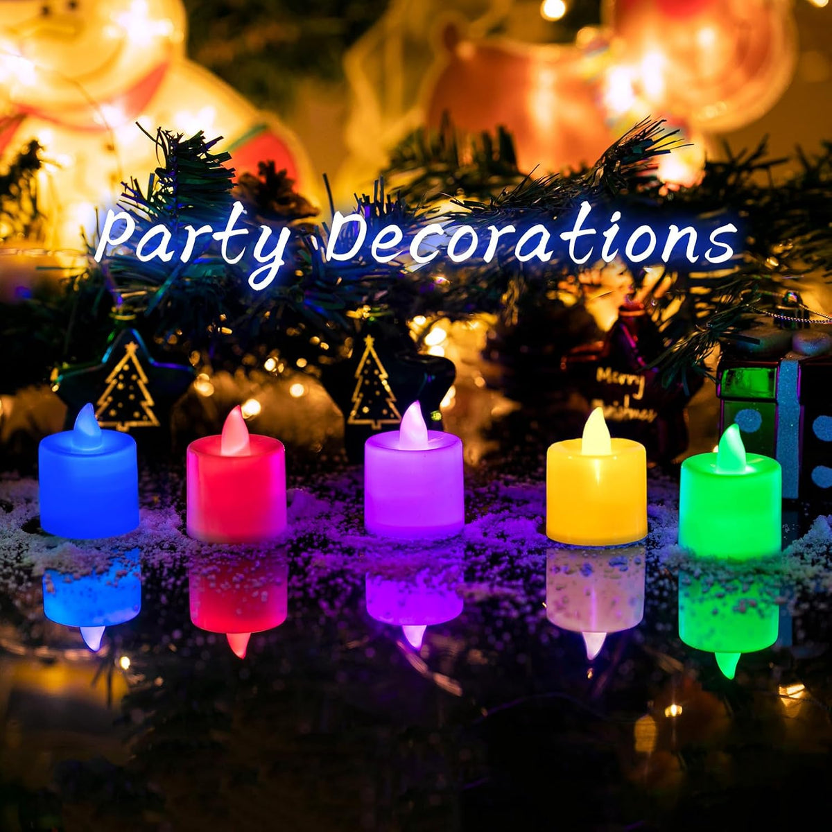 24 Pack Flameless Tealight Candles, 7 Color Changing Led Candles (7 Color Changing)