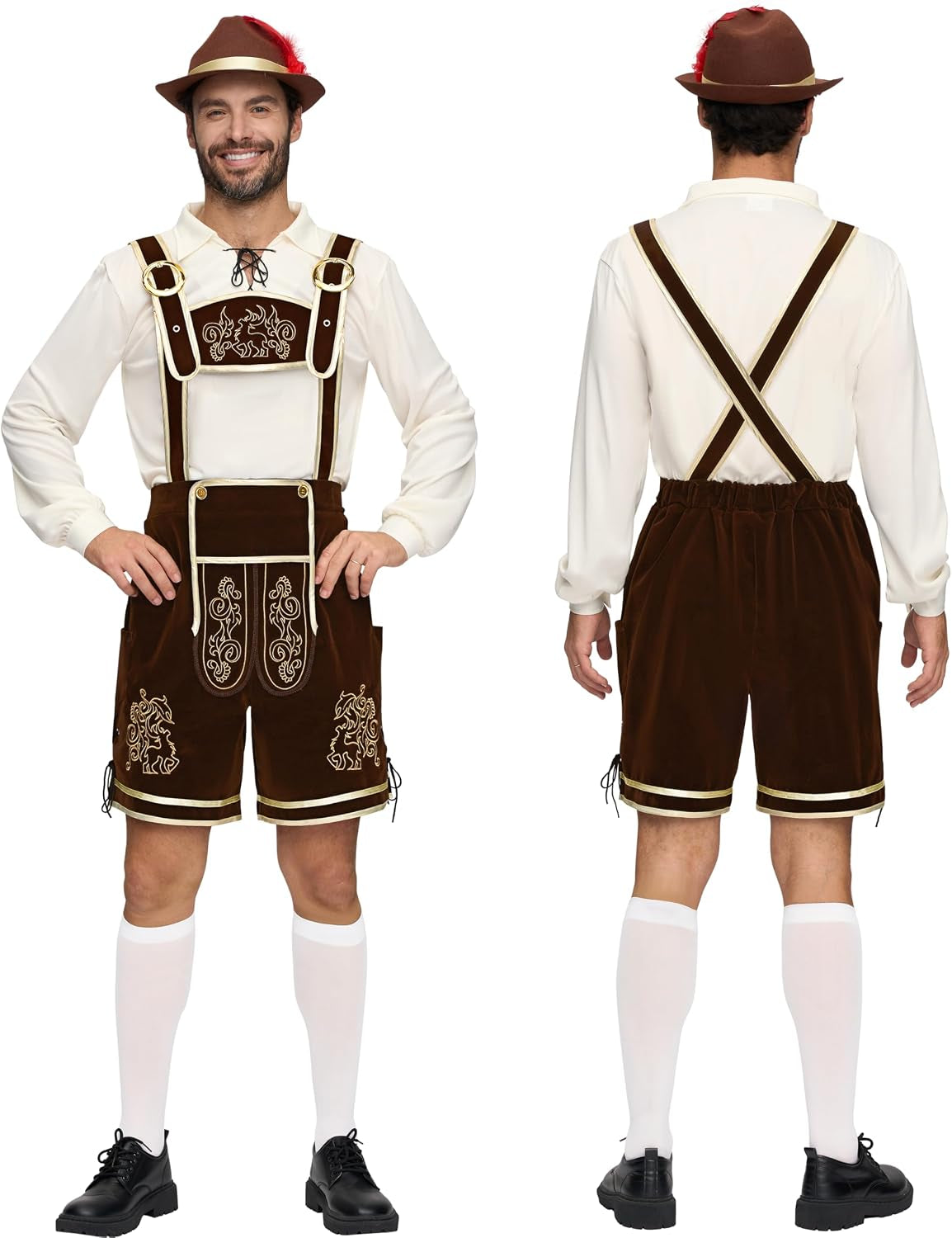 Men’S German Bavarian Oktoberfest Costume Set, Beer Costume Hat for Adults Halloween and Beer Festival
