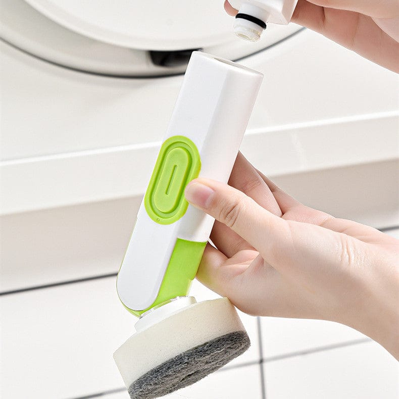 Long-Handle Dish Cleaning Brush with Liquid Dispenser – Multi-Functional Washing Up Brush with 2 Replacement Heads