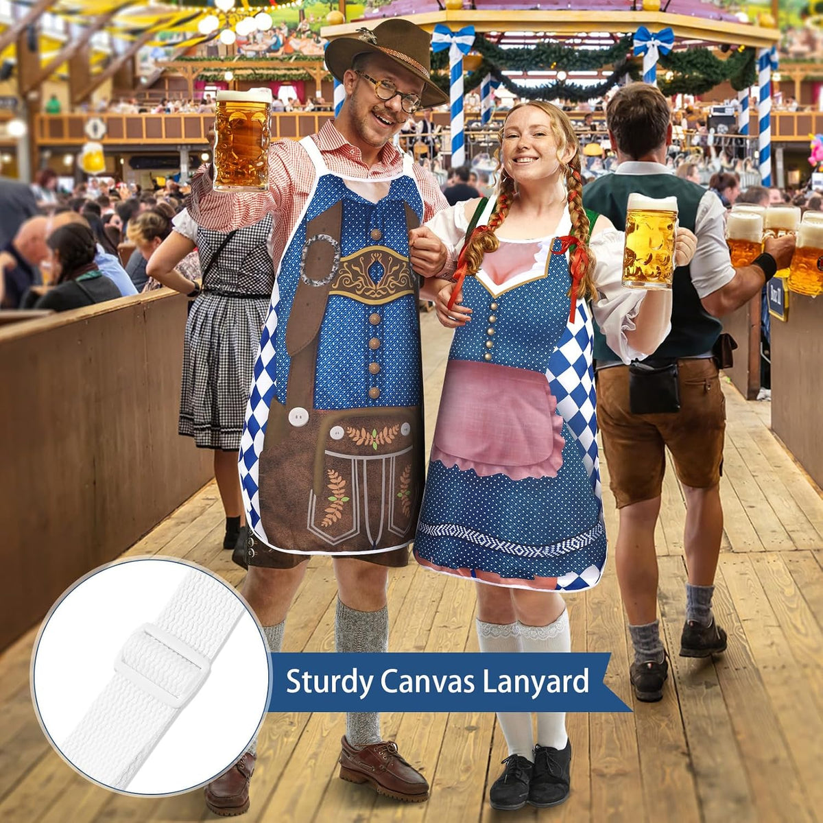 2 Pcs Oktoberfest Aprons Women Mens German Apron Oktoberfest Costume for Couples Cooking BBQ Party Favor Gifts(Retro Style)