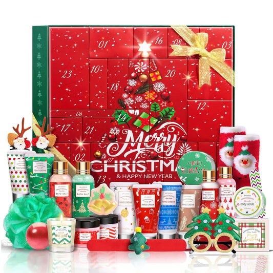 Advent Calendar 2025-24 Days of Beauty Advent Calendar, Bath and Body Gifts Sets for Women, Christmas Gifts Baskets for Women, Skincare Beauty Gift Baskets