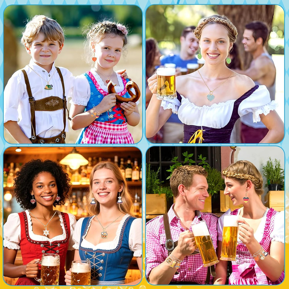40Pcs/20 Pairs Oktoberfest Charms for Jewelry Making | Beer Theme Festival Charm, German Beer Mug Pretzel Dangle Charms, for Bracelet Necklace Earrings Making Accessories DIY Craft