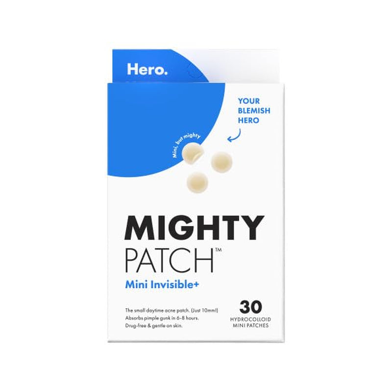 Hero Cosmetics  Mini Invisible+ Acne Pimple Patches, 30 Ct | X-Small 10Mm, Daytime Hydrocolloid Acne Patches, for Covering Zits & Blemishes, Blends into Skin & Barely There