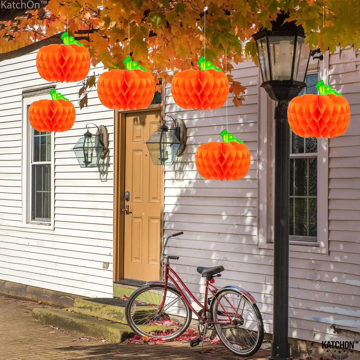 Pumpkin Table Centerpieces 10 Inch, Pack of 6 | Honeycomb Paper Pumpkins for Thanksgiving Decorations for Table, Paper Pumpkins Party Decorations