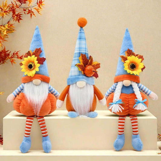 Fall Gnomes Decor,3 Packs Fall Pumpkin Gnomes Decorations for Home |  Fall Decoratiosn Fall Thanksgiving Table Centerpieces Decor Harvest Sunflower Pumpkin Decorations (H16.5Inch)