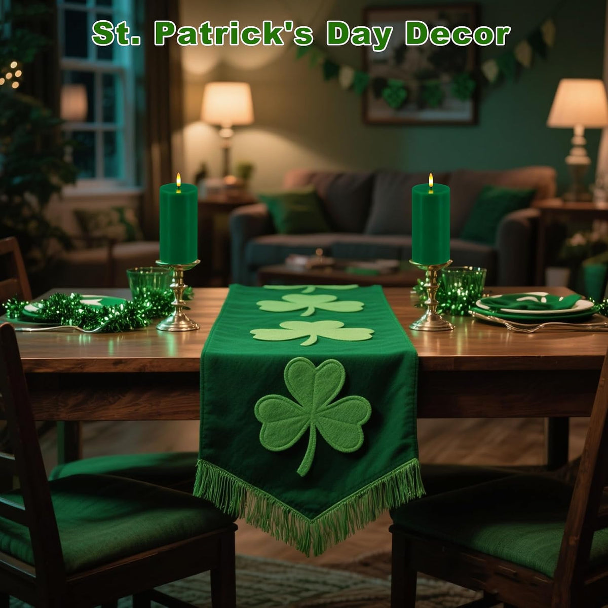 Green Flameless Candles, Set of 2 7"X3" Flickering LED Candles with Remote & Timer, Dimmable Electric Pillar Candles Battery Operated, Candles Light for Home St. Patrick'S Christmas Decor (Green)