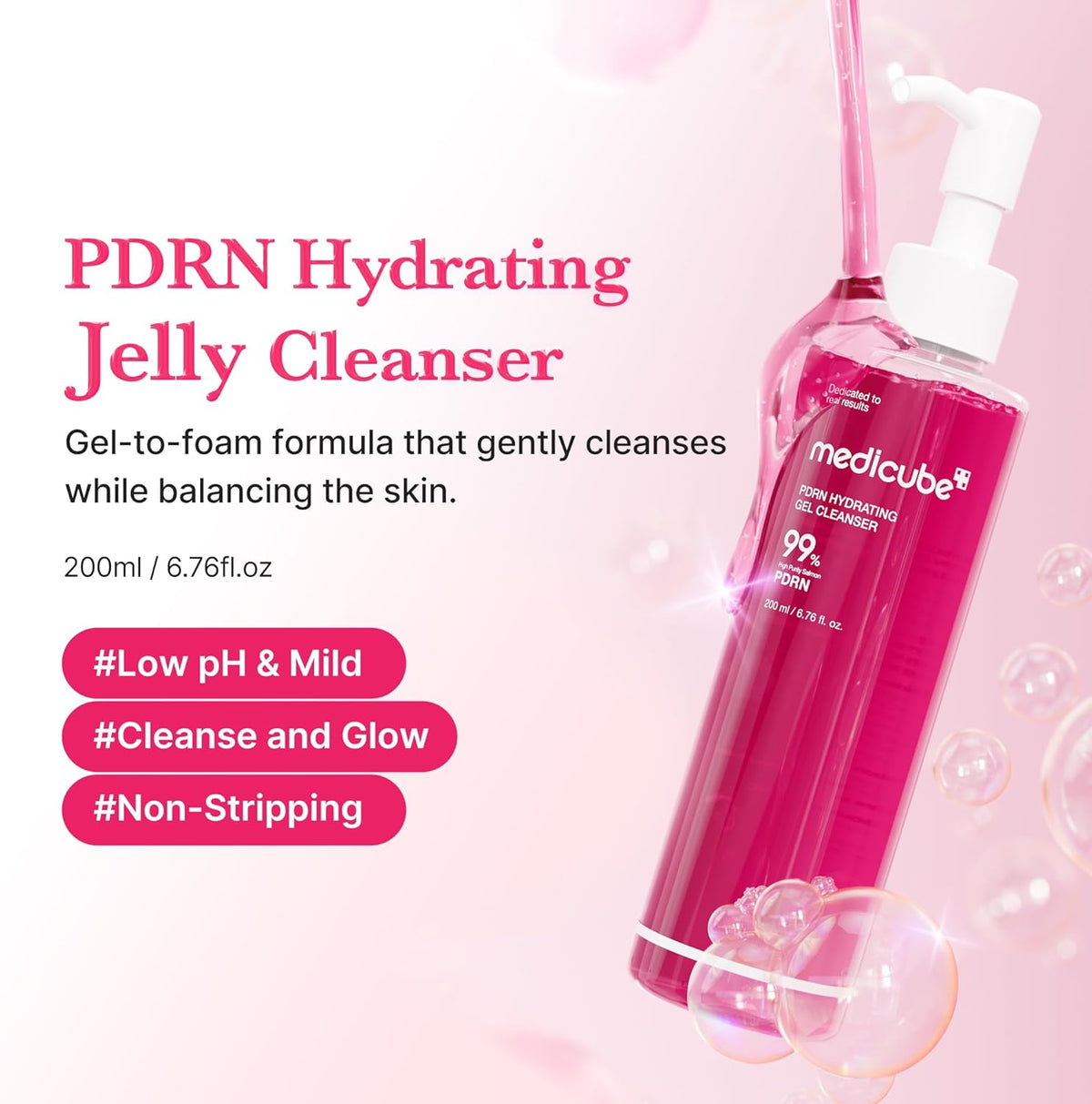PDRN Soothing Care Duo: Salmon DNA Pink Collagen Jelly Pad and PDRN Jelly to Foam Cleanser | Gentle but Powerful Cleanser and Toner Pad for Radiant, Balanced Skin