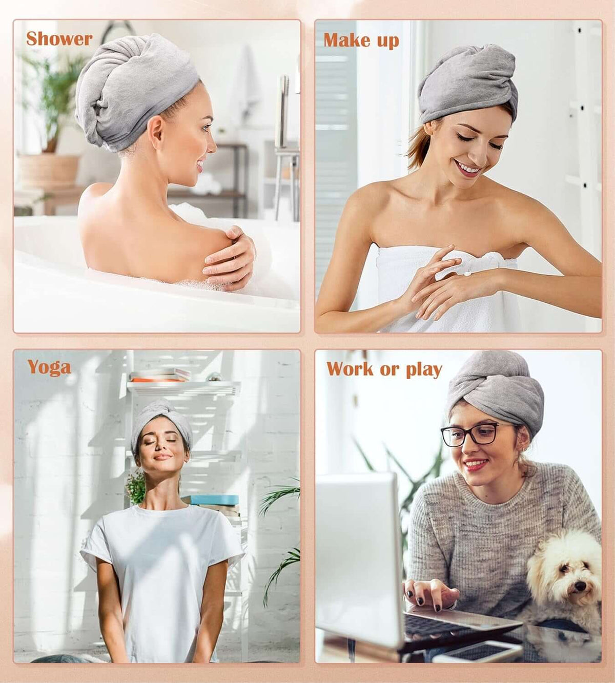 Microfiber Hair Towel Wrap, 3 Pack Fast Drying Hair Turban | Stocking Stuffers for Women, Soft Ultra Absorbent, No Frizz Hair Wrap Towels for Women Wet Hair, Curly, Longer, Thicker Hair