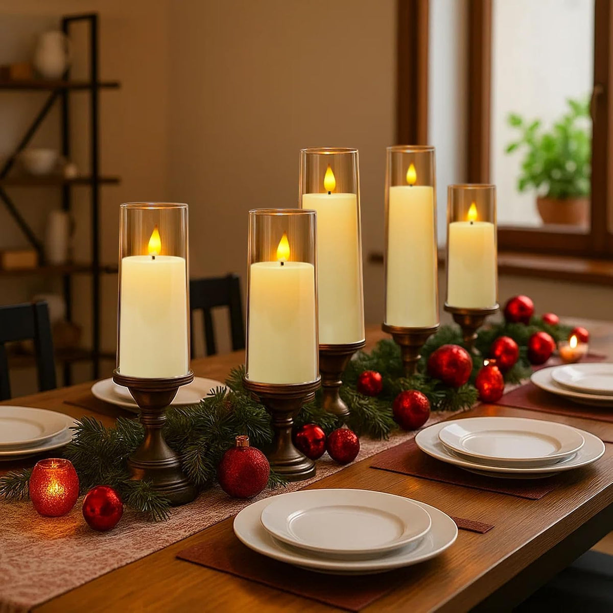 Ivory Flameless Candles with Remote, Battery Operated Candles with Timer, Acrylic Plexiglass Flickering LED Fake Candle for Wedding, Holiday, Home Decor, Set of 9, D2.2 X H5 6" 7" | Pure White Acrylic Candles with Remote Timer, 3D Wick Flickering Glow, Yellow & Blue Light, D2.2"X5.5/6.5/7.5" for Home Decor