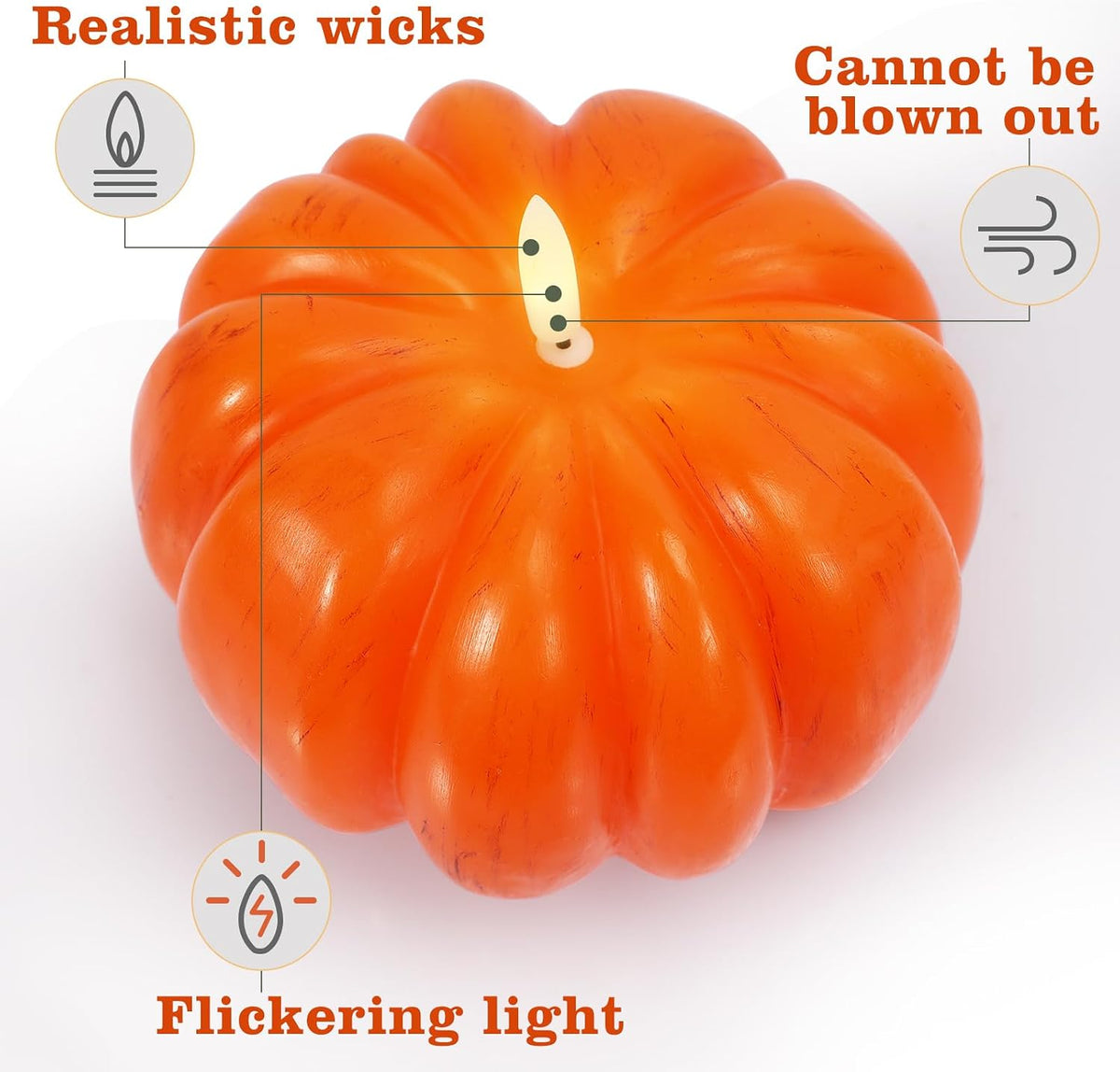 Fall Pumpkin Flameless Candles with Timer, Flickering LED Candles | Battery Operated Pumpkin Lights for Fall Table Decor, Home, Halloween and Thanksgiving