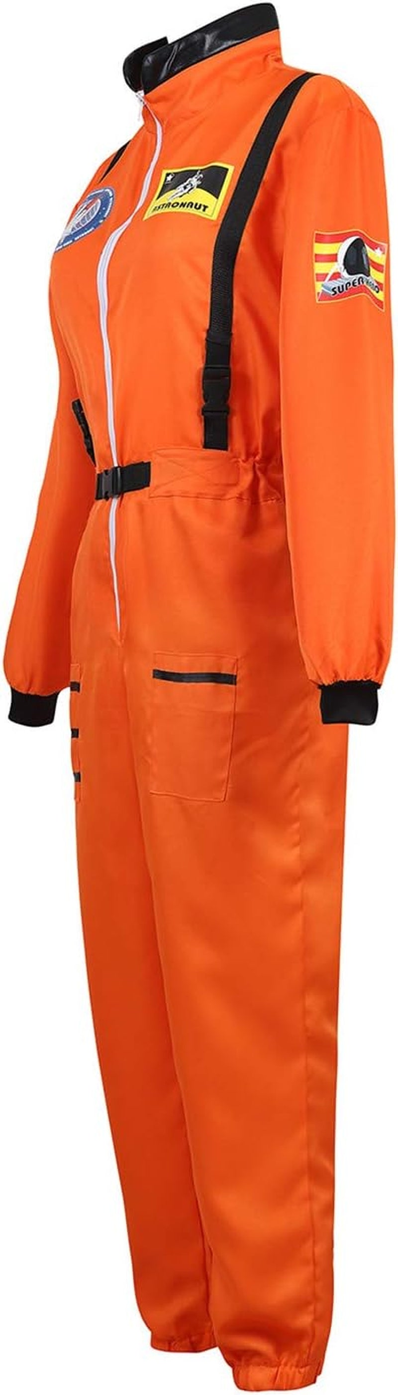 Women’S Astronaut Costume Jumpsuit, Adult Space Costume for Halloween Cosplay Theme Party Dress Up, XS-3XL