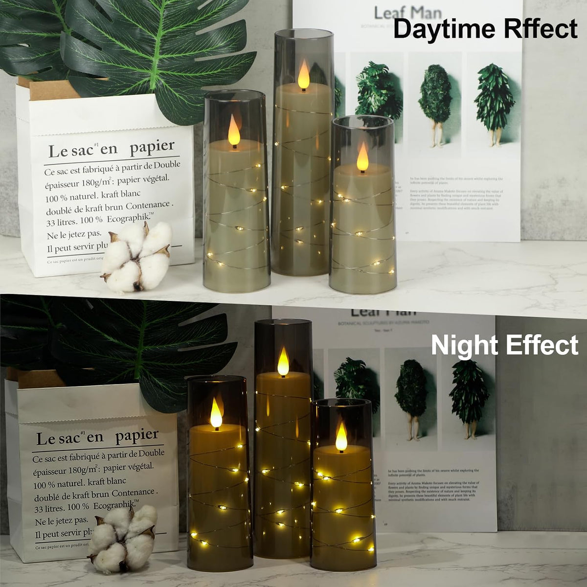 Flickering Flameless Candles with Remote Timer, 9 Pack Battery Operated Candles with Embedded Star String, Black LED Candle for Valentine'S Day Wedding Decor