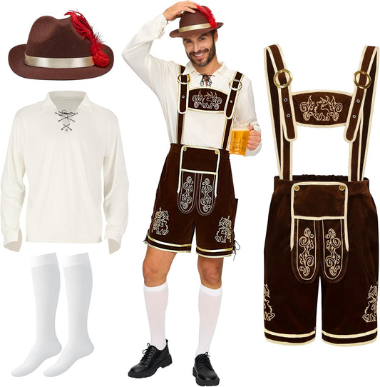 Men’S German Bavarian Oktoberfest Costume Set, Beer Costume Hat for Adults Halloween and Beer Festival