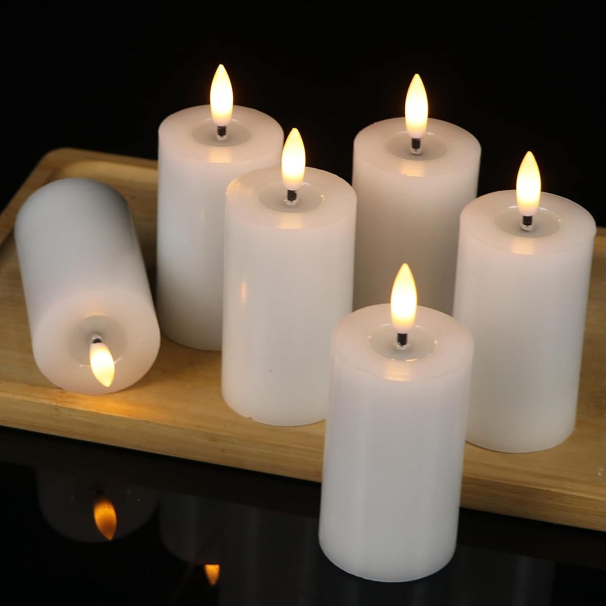 Votive Flameless LED Candles Battery Operated with Remote Timer, White | Real Wax 3D Wick Flameless Flickering, Pillar Candles, 2/4/6/8H Timer, Christmas Home Wedding Party Decor, 1.9×4.5In, 6 Pack