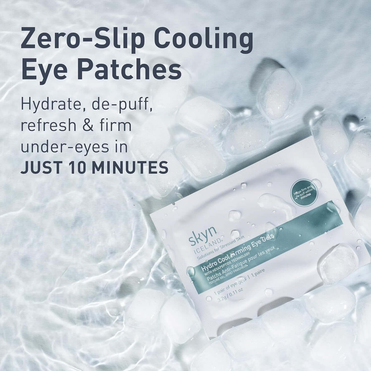 Hydro Cool Firming Eye Patches with Peptides and Coenzyme Q10 | 10-Minute No-Slip Eye Mask for Dark Circles, Puffy Eyes, under Eye Bags, Fine Lines & Wrinkles, Fragrance-Free