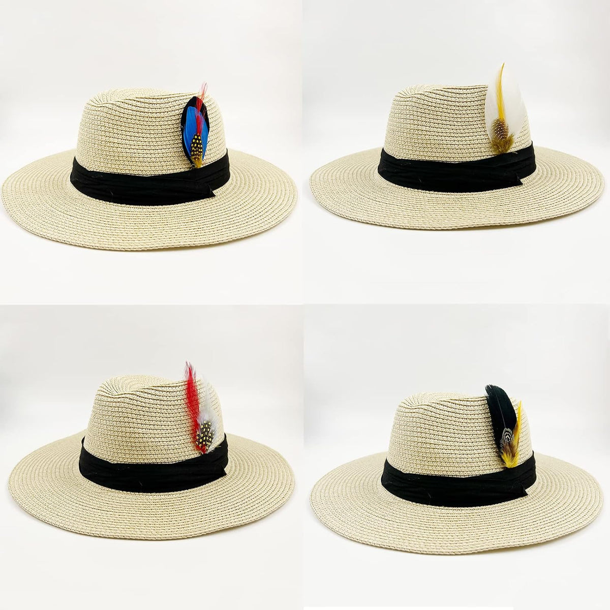 Hat Feathers for Fedora, Assorted Natural Feathers for Men Women | Colorful Fedora Feathers for Mens Hat, Trilby, Borges, Panama, Straw Hats, Accessories, Real Feathers Pin for DIY Craft