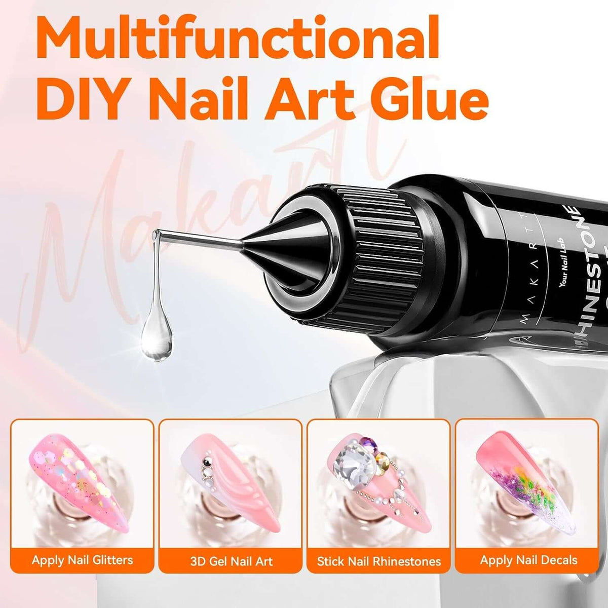2Pcs Rhinestone Glue, Strong Hold 3D Gel Nail Art Nail Gem Glue | UV Cured Nail Glue for Nail Charms and Gems Jewelry Diamond for DIY Manicured at Home Beauty Gifts for Women