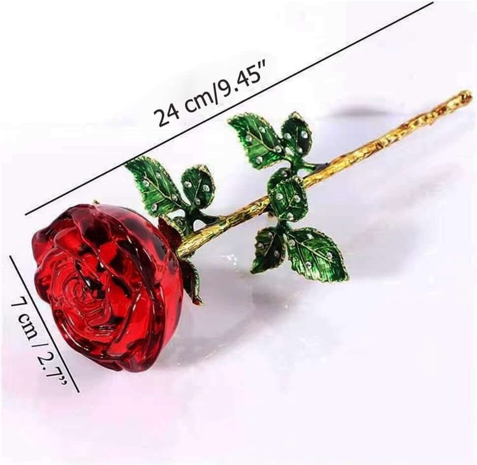 Red K9 Crystal Rose Flower with Stem Preserved Forever Rose Floral Birthday Gifts for Mom, Woman, Girl, Lover, Crystal Flowers Anniversary, Valentines, Wedding