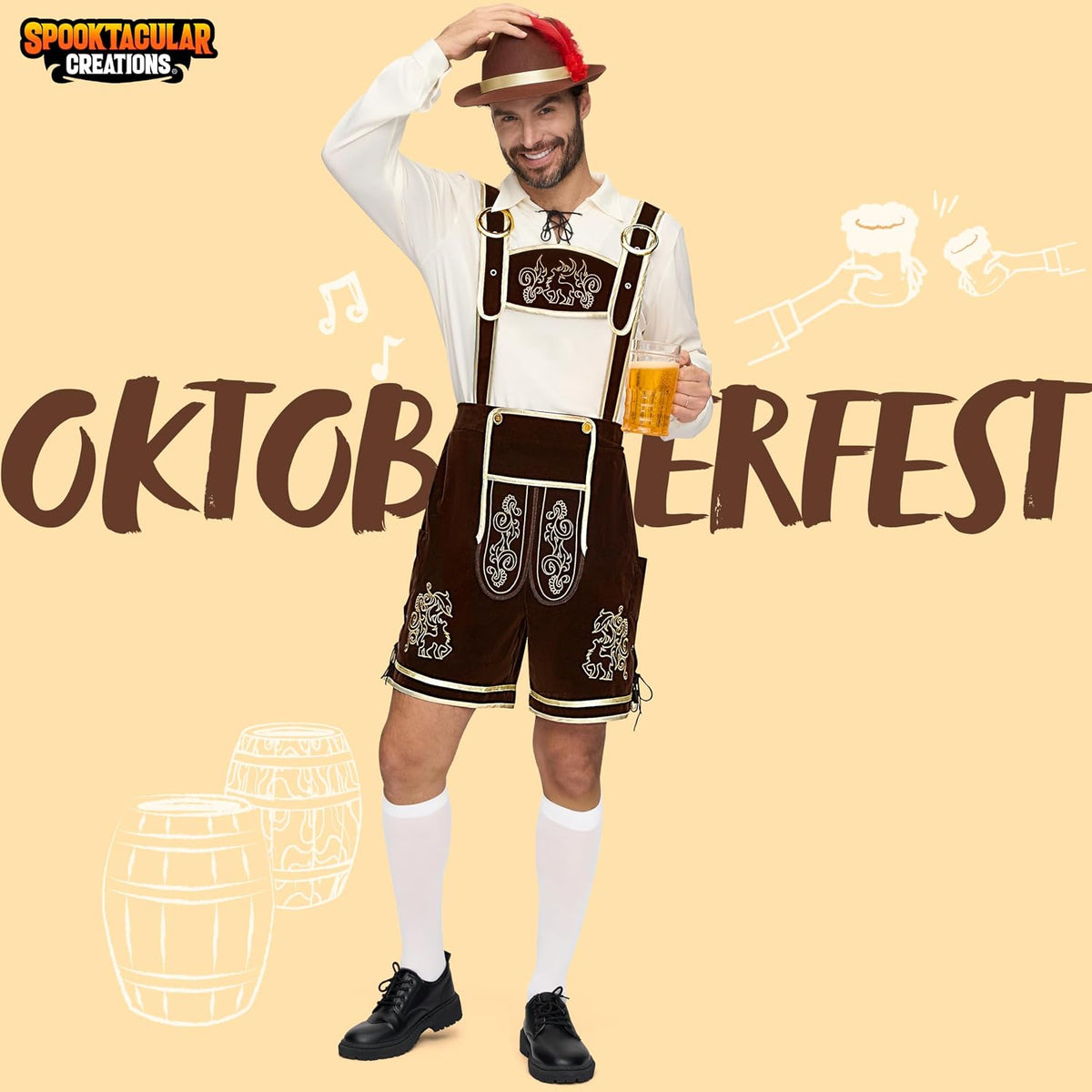 Men’S German Bavarian Oktoberfest Costume Set, Beer Costume Hat for Adults Halloween and Beer Festival
