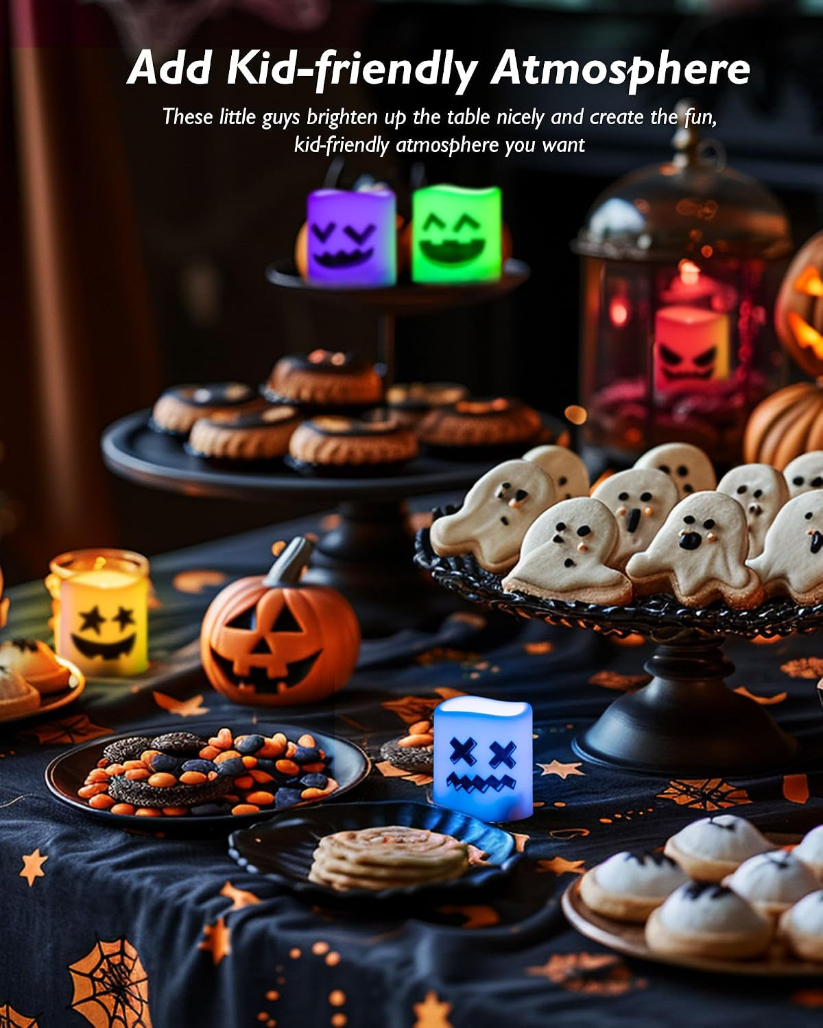24Pack Color Changing Halloween Flameless Candles, 200+ Hours LED Votive Candles, Battery Operated Tea Lights for Pumpkin, Party, Christmas Decor (Batteries Included)