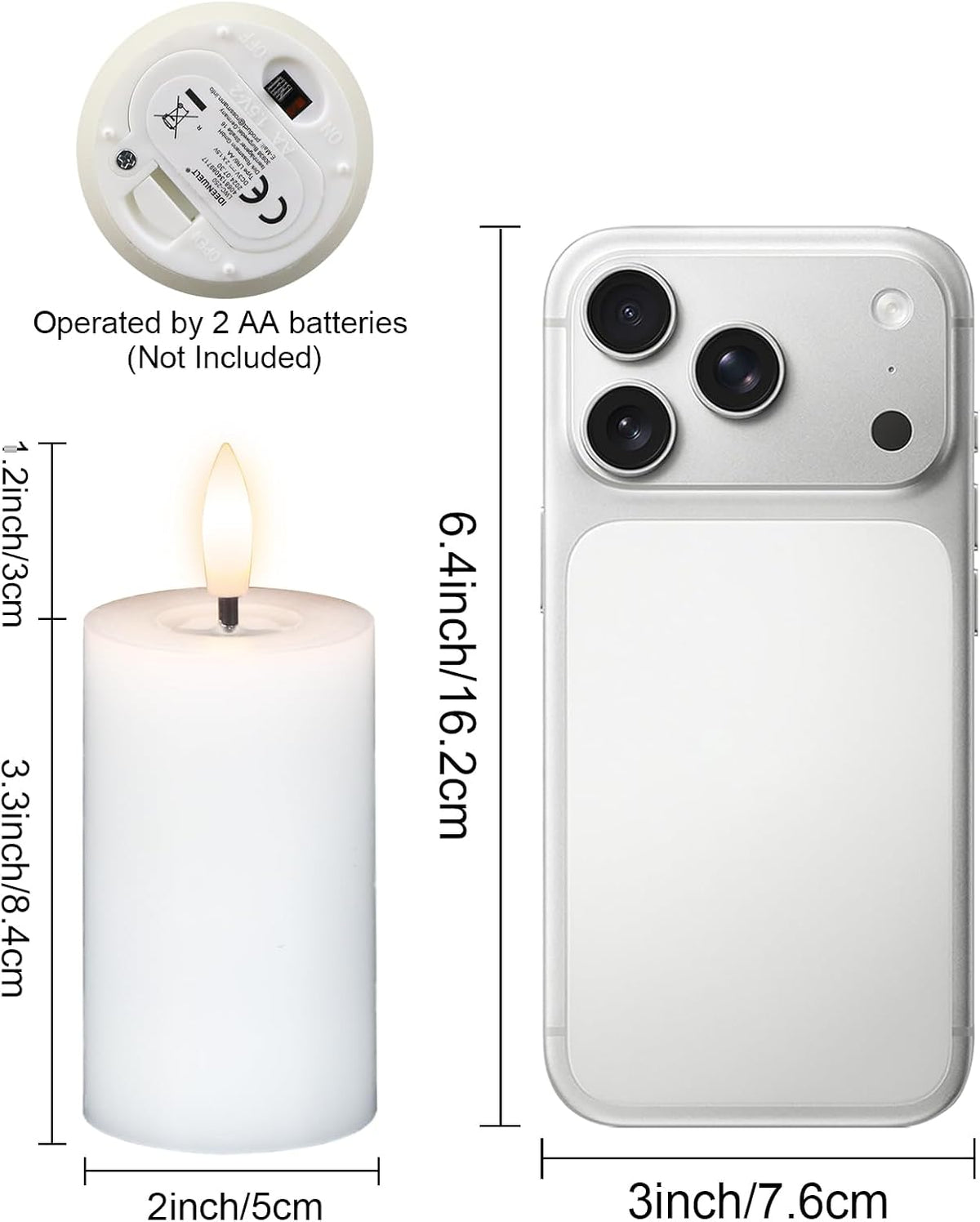 Votive Flameless LED Candles Battery Operated with Remote Timer, White | Real Wax 3D Wick Flameless Flickering, Pillar Candles, 2/4/6/8H Timer, Christmas Home Wedding Party Decor, 1.9×4.5In, 6 Pack