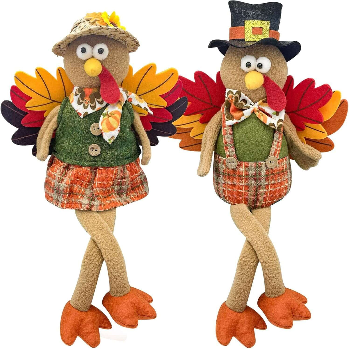 Stuffed Turkey Thanksgiving Table Decor Turkey Couple Doll Thanksgiving Decorations Outdoor Handmade Tabletop Fall Decor Kit for Home