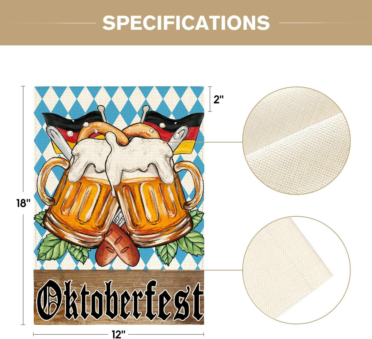 Oktoberfest Garden Flag 12X18 Inch Bavarian Decoration | Double Sided, Weather & Fade Resistant, Yard Outdoor Decor, 100% Polyester