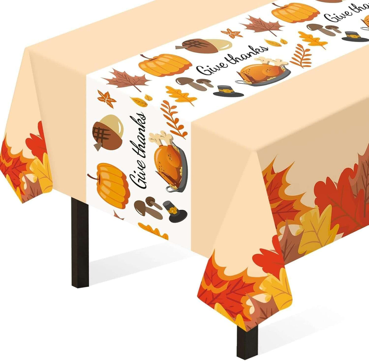Thanksgiving Tablecloth, 3 Pack Disposable Plastic Tablecloth 54" X 108" Thanksgiving Decorations, Autumn Maple Leaf Party Table Cover, Fall Harvest Party Decor for Outside,Picnic,Home,Dinner