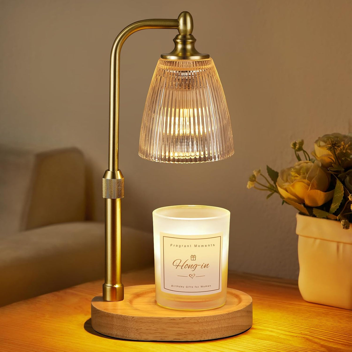 Candle Warmer Lamp with Timer Dimmable,Birthday Gifts for Women Mom Sister,House Warming Gifts New Home,Adjustable Height Wax Melt Warmer for Jar Candles,Ideal for Office,Dorm,Bedroom Home Decor