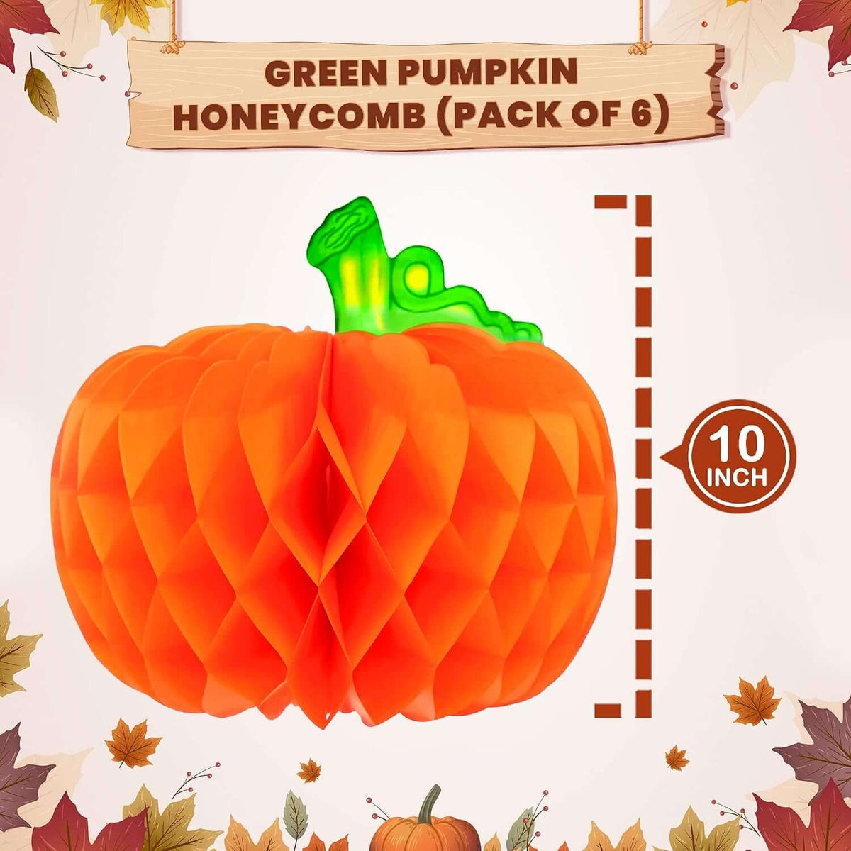 Pumpkin Table Centerpieces 10 Inch, Pack of 6 | Honeycomb Paper Pumpkins for Thanksgiving Decorations for Table, Paper Pumpkins Party Decorations