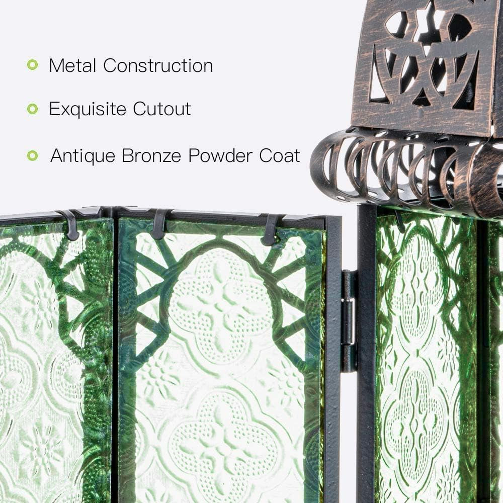 Christmas Decorations for Home, 11’’ Medium Size Vintage Metal Hanging&Tabletop Candle Holder Decor, Halloween Ramadan Decorations for Indoor Outdoor Porch Patio (Green)